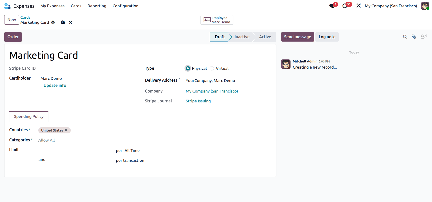 How to Use Employee Expense Cards in Odoo 19-cybrosys