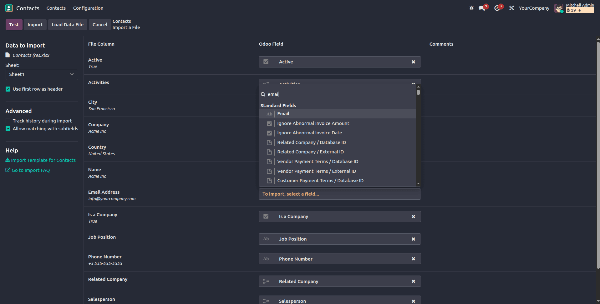 How to use Import with Custom Mapping in Odoo 19-cybrosys