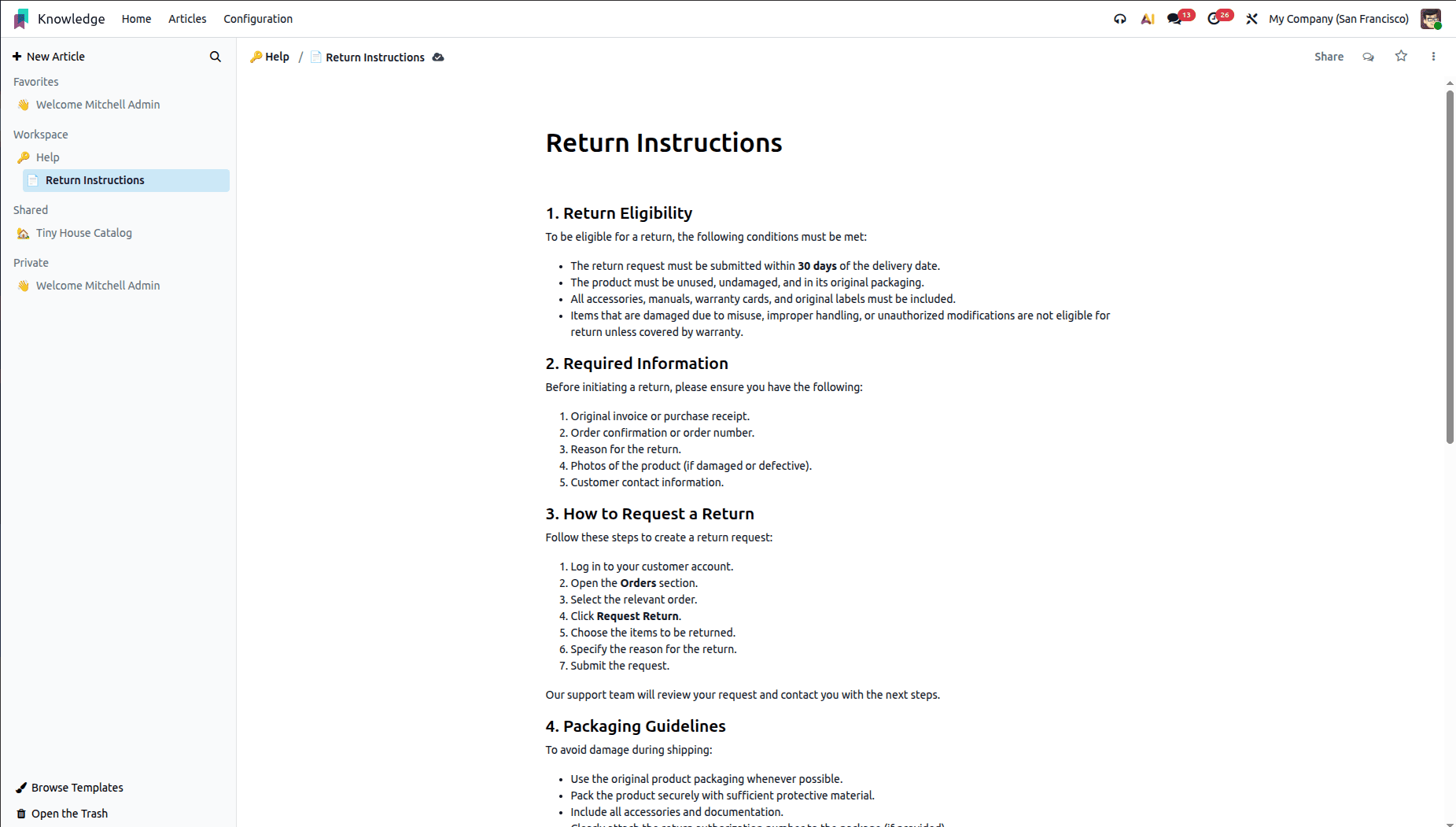 How to Use Knowledge Articles for Helpdesk Management in Odoo 19-cybrosys