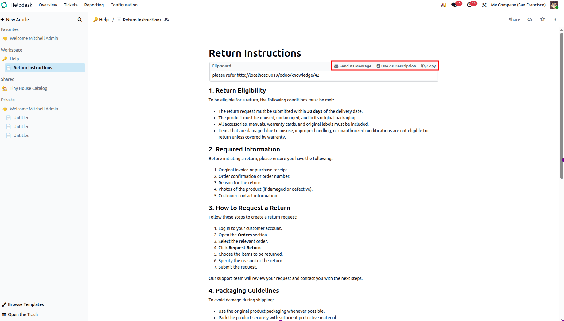 How to Use Knowledge Articles for Helpdesk Management in Odoo 19-cybrosys