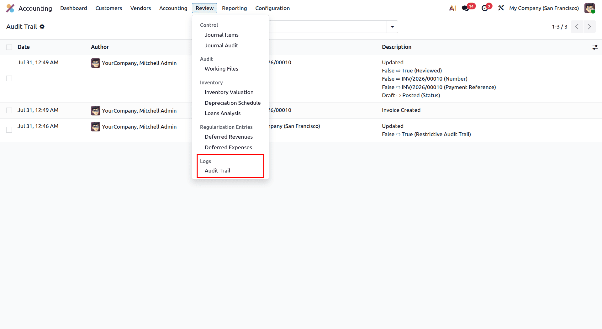 How to Use Restrictive Audit Trails in Odoo 19 Accounting-cybrosys