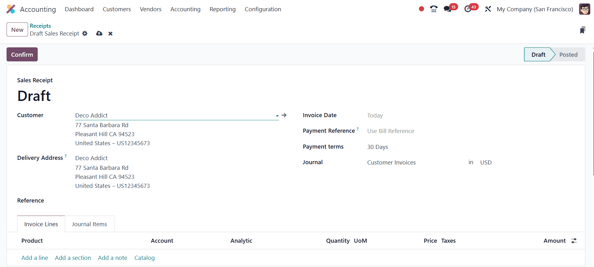 How to Use Sales Receipt & Purchase Receipt in Odoo 18 Accounting-cybrosys
