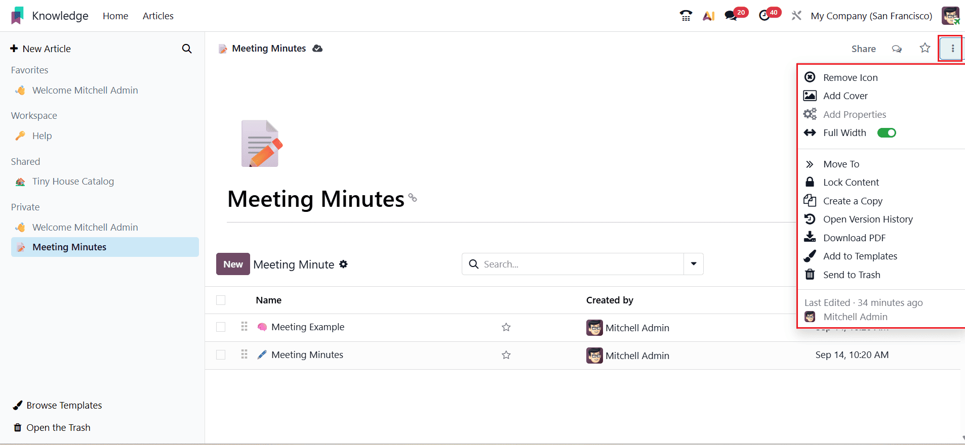 How to Use Templates in the Odoo 19 Knowledge Module-cybrosys