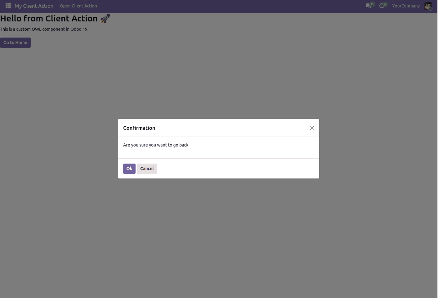 How to use the useOwnedDialogs hook in Odoo 19-cybrosys
