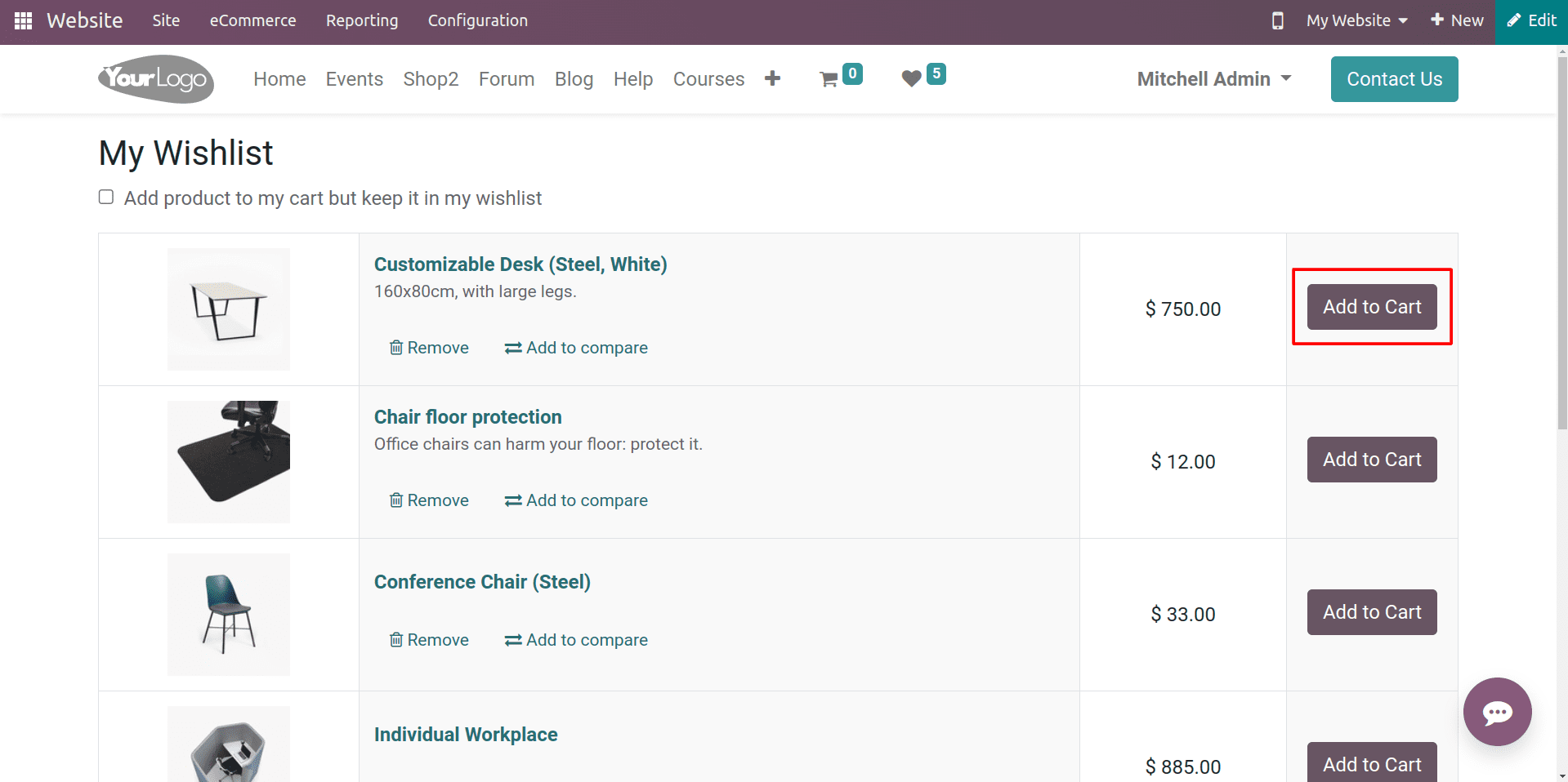 How to use User Wish List, Buy Now button & Add to Cart features in Odoo 16 Website-cybrosys