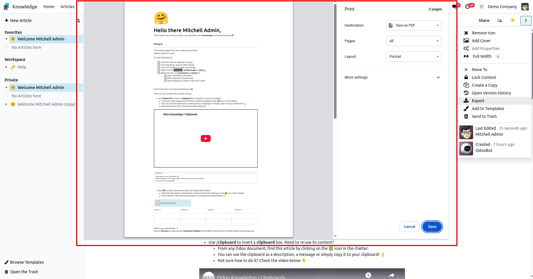 How to Write and Publish Articles with Odoo 18 Knowledge Tools-cybrosys