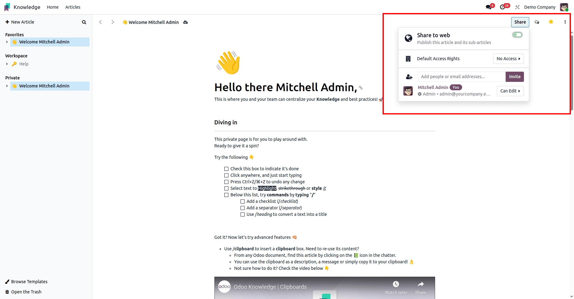 How to Write and Publish Articles with Odoo 18 Knowledge Tools-cybrosys