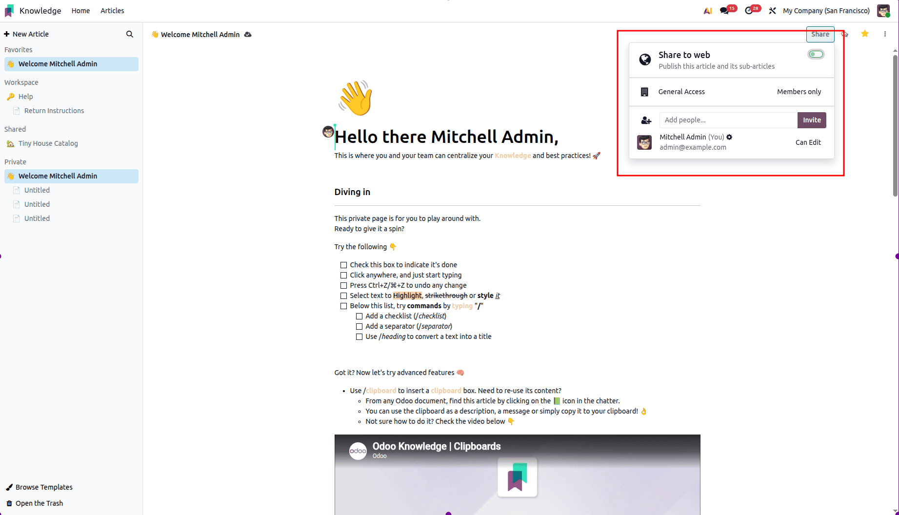 How to Write and Publish Articles with Odoo 19 Knowledge Tools-cybrosys