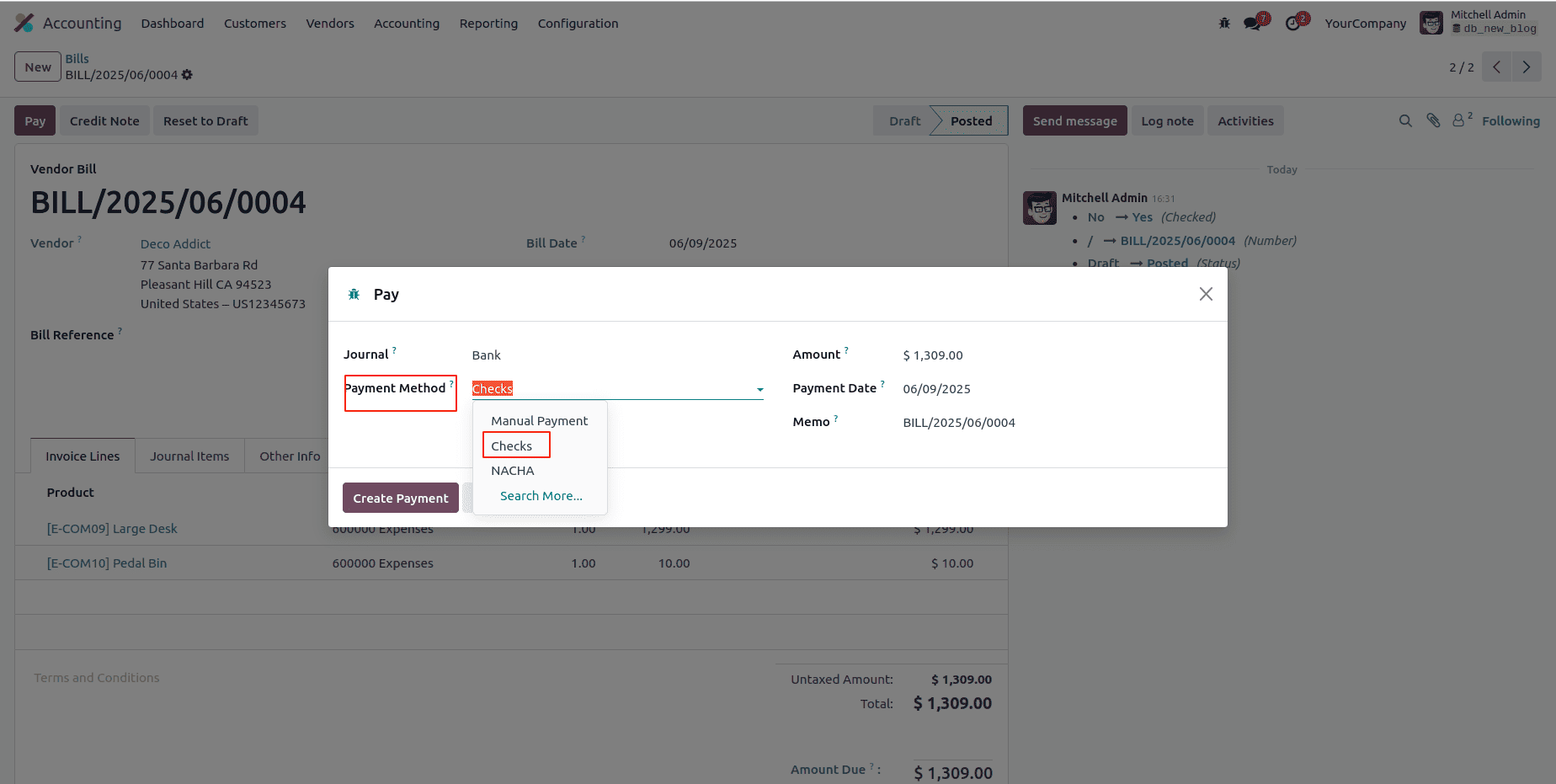 How Vendor Check Payments Can Be Handled in Odoo 18 Accounting-cybrosys