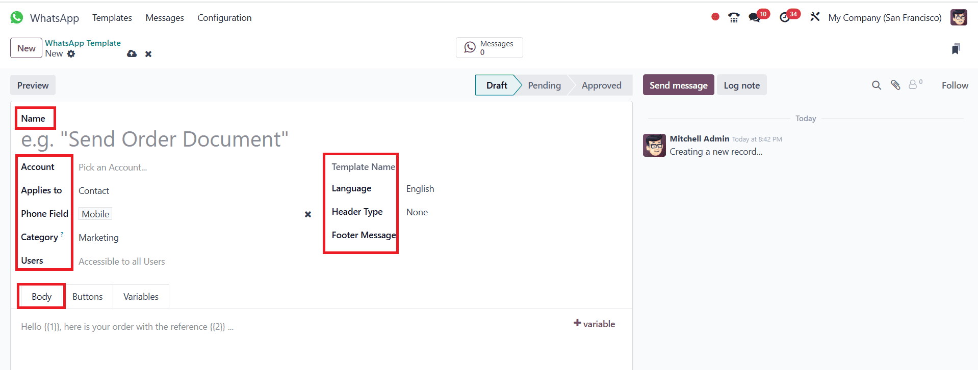 How WhatsApp Templates are Configured in Odoo 18-cybrosys