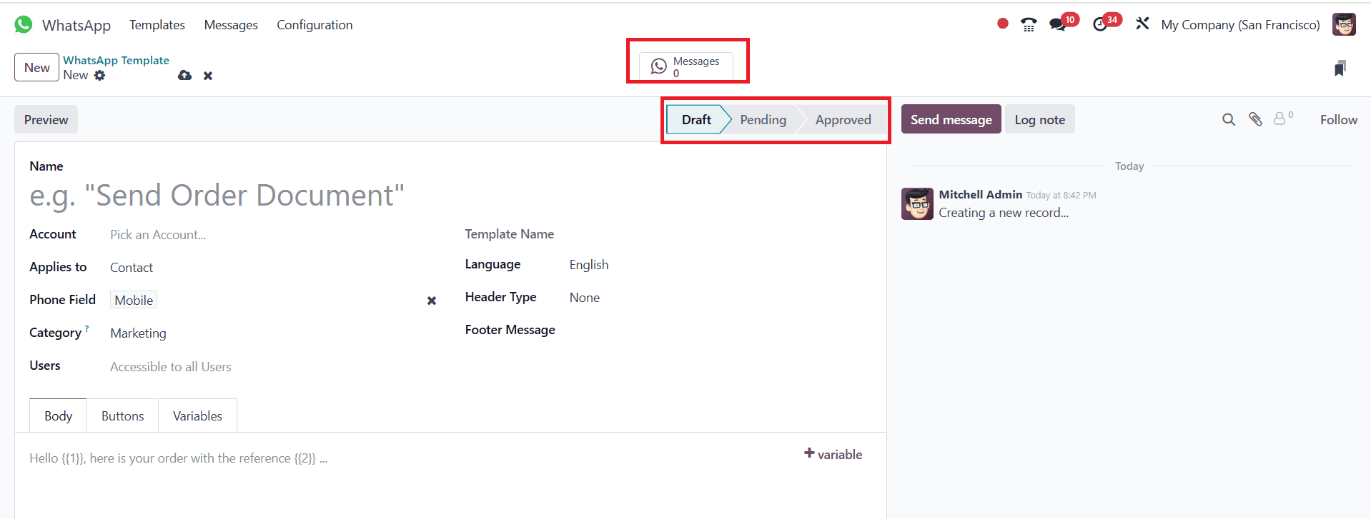 How WhatsApp Templates are Configured in Odoo 18-cybrosys