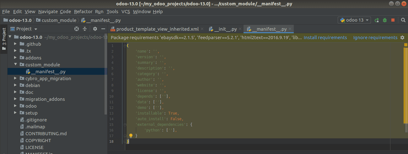 odoo-13-module-development-with-pycharm-templates-cybrosys