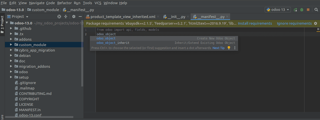 odoo-13-module-development-with-pycharm-templates-cybrosys