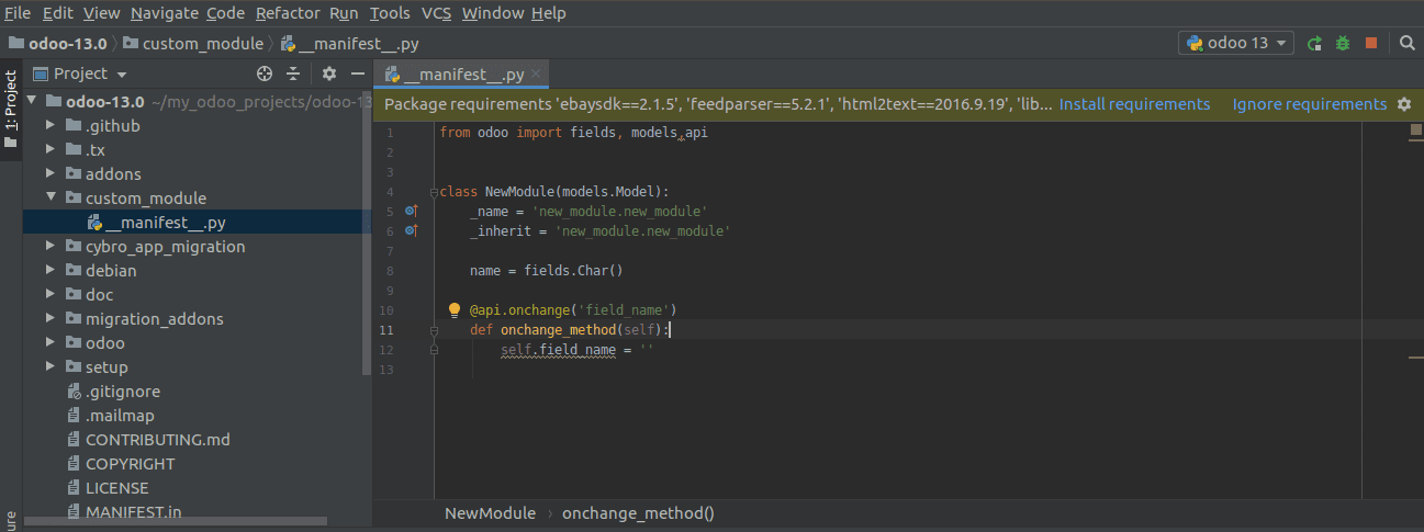 odoo-13-module-development-with-pycharm-templates-cybrosys