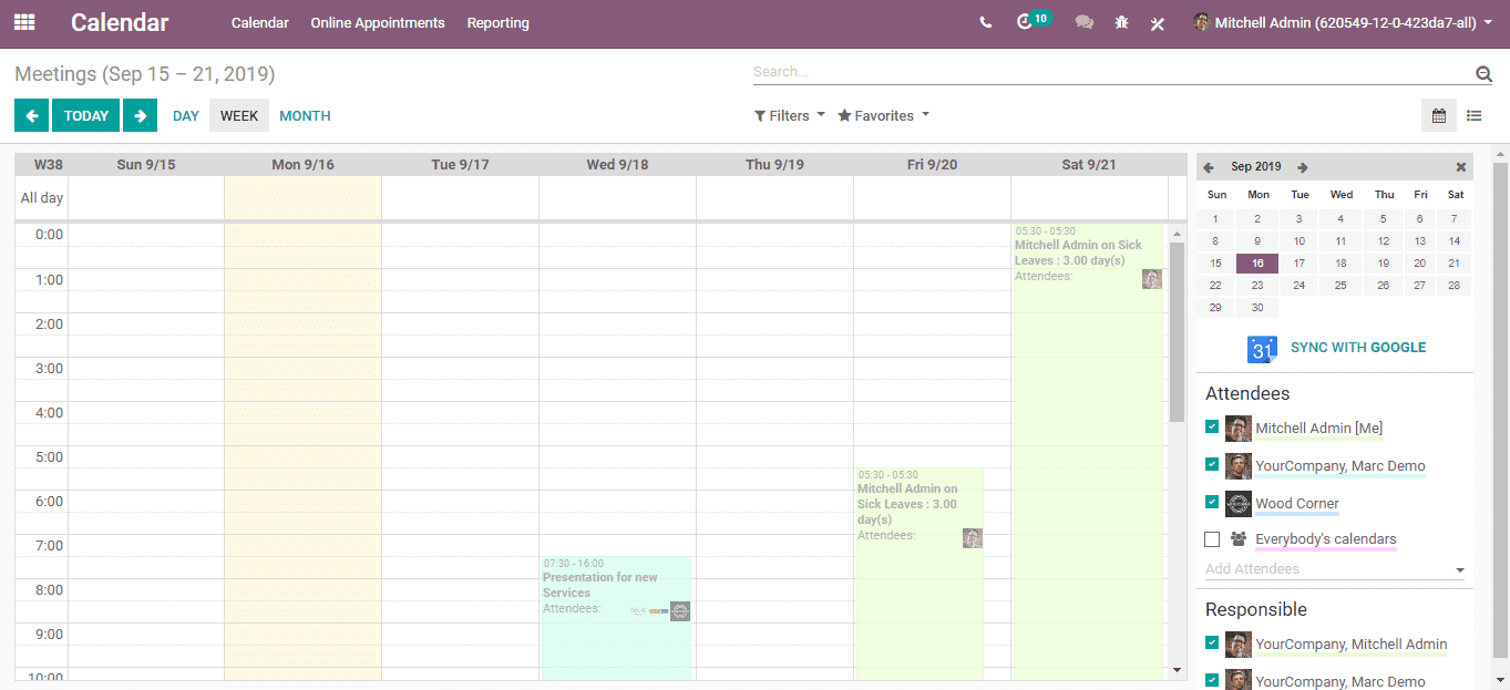 Odoo Calendar Module to Manage Appointments and Events