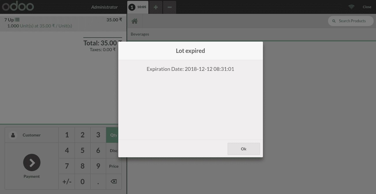 odoo v12 pos lot expiry warning