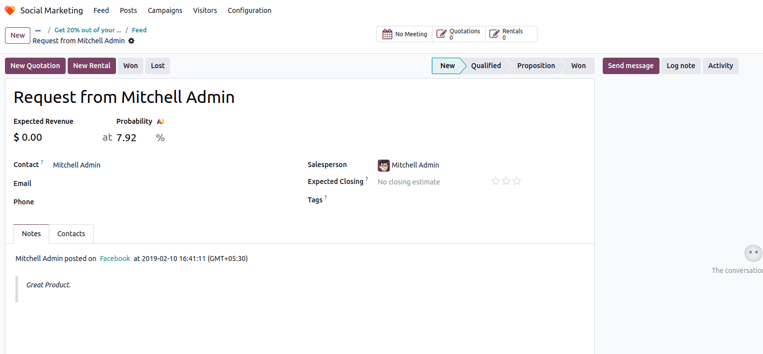 Overview Lead Generation via Social Marketing in Odoo 18-cybrosys