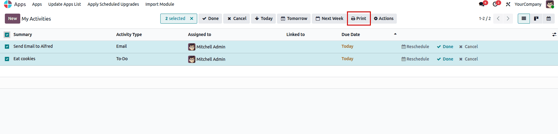 Overview of Activity Reports in Odoo 19-cybrosys