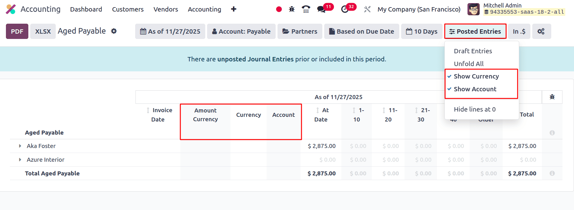 Overview of Aged Payable Insights in Odoo 19 Accounting-cybrosys