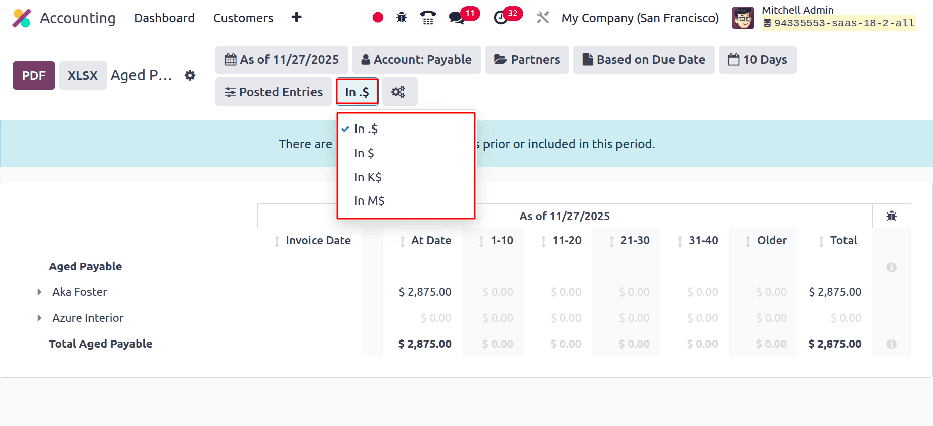 Overview of Aged Payable Insights in Odoo 19 Accounting-cybrosys