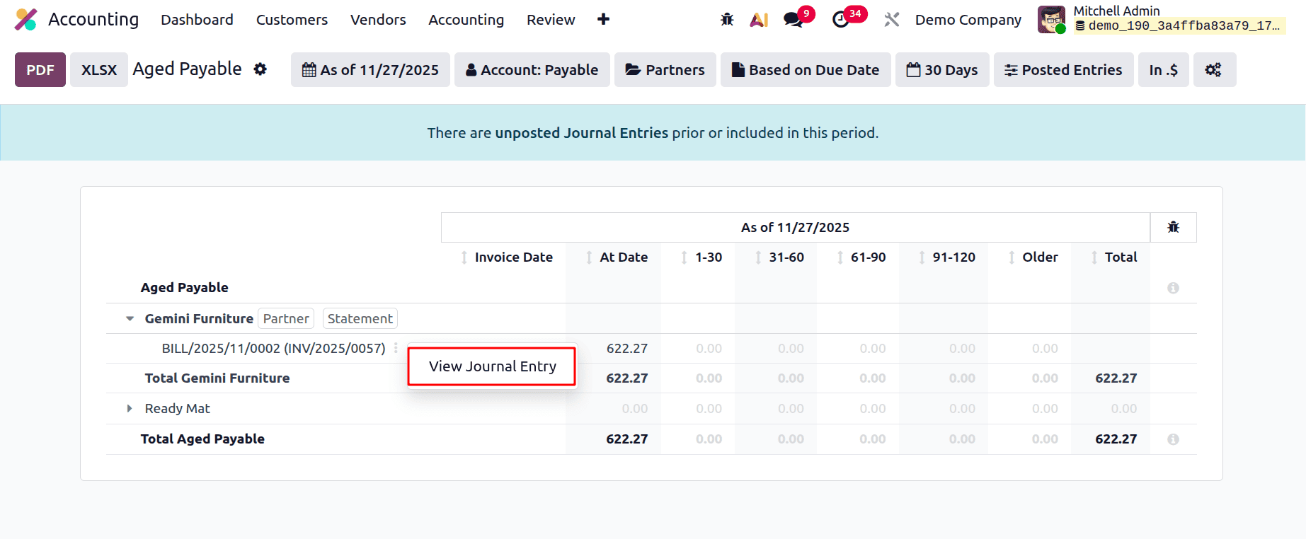 Overview of Aged Payable Insights in Odoo 19 Accounting-cybrosys