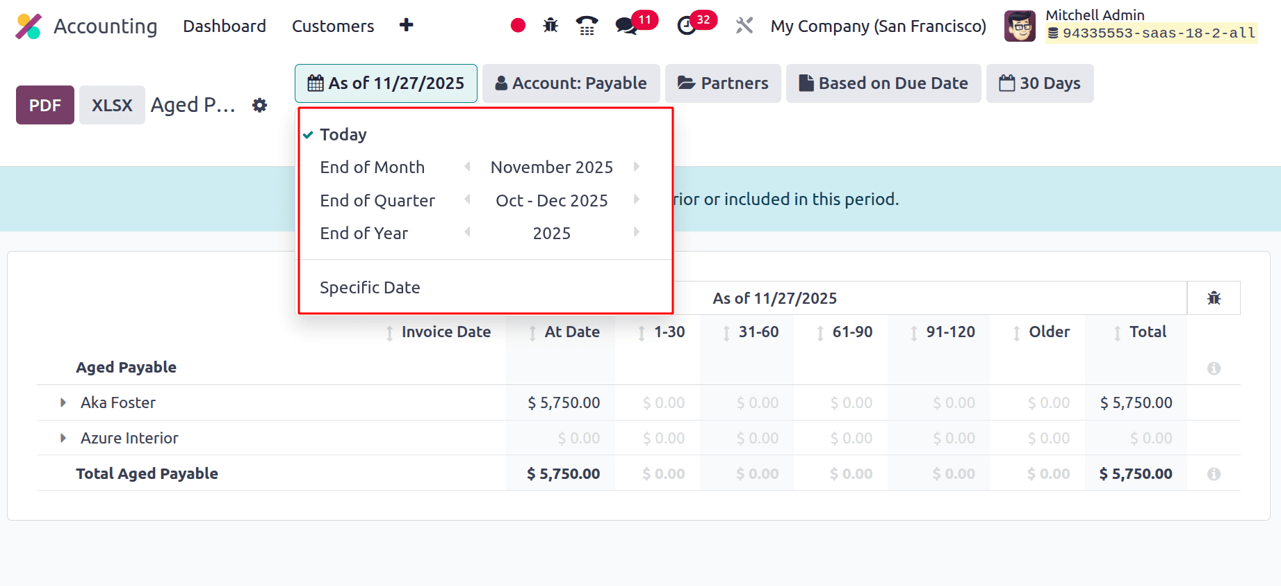 Overview of Aged Payable Insights in Odoo 19 Accounting-cybrosys