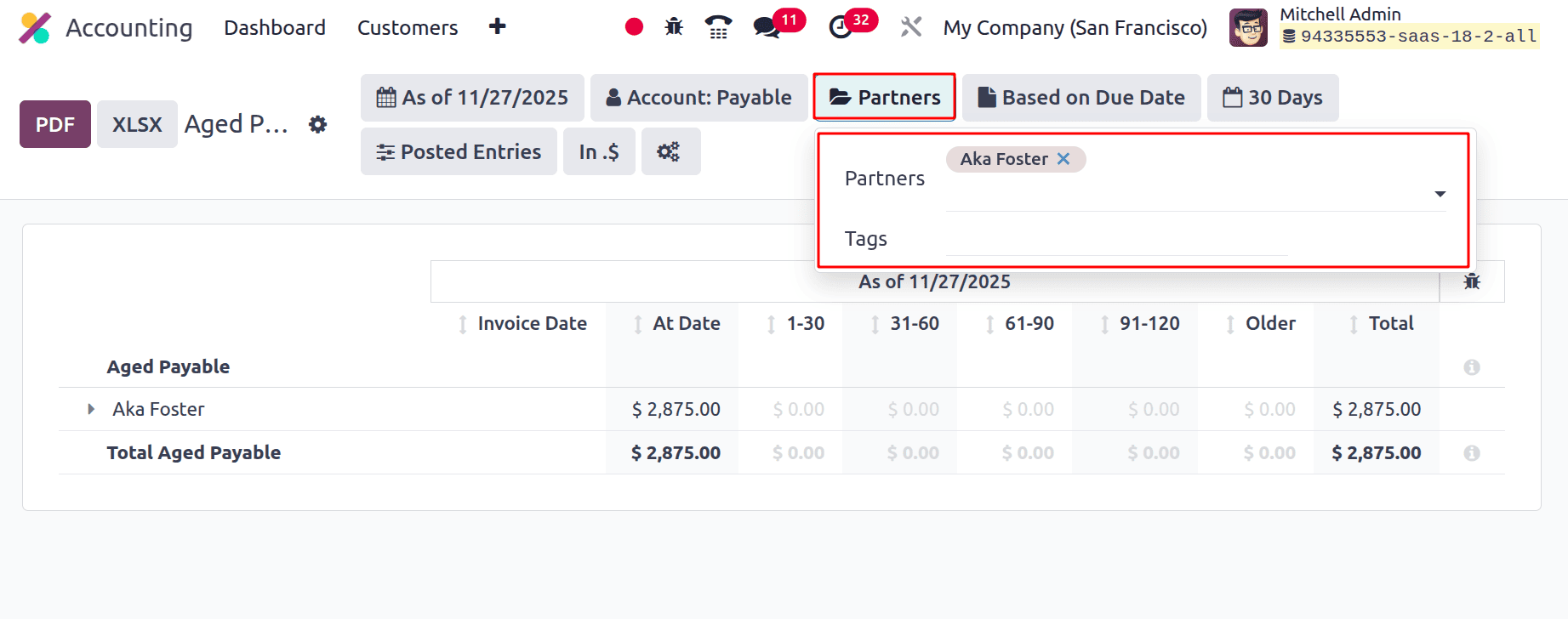 Overview of Aged Payable Insights in Odoo 19 Accounting-cybrosys