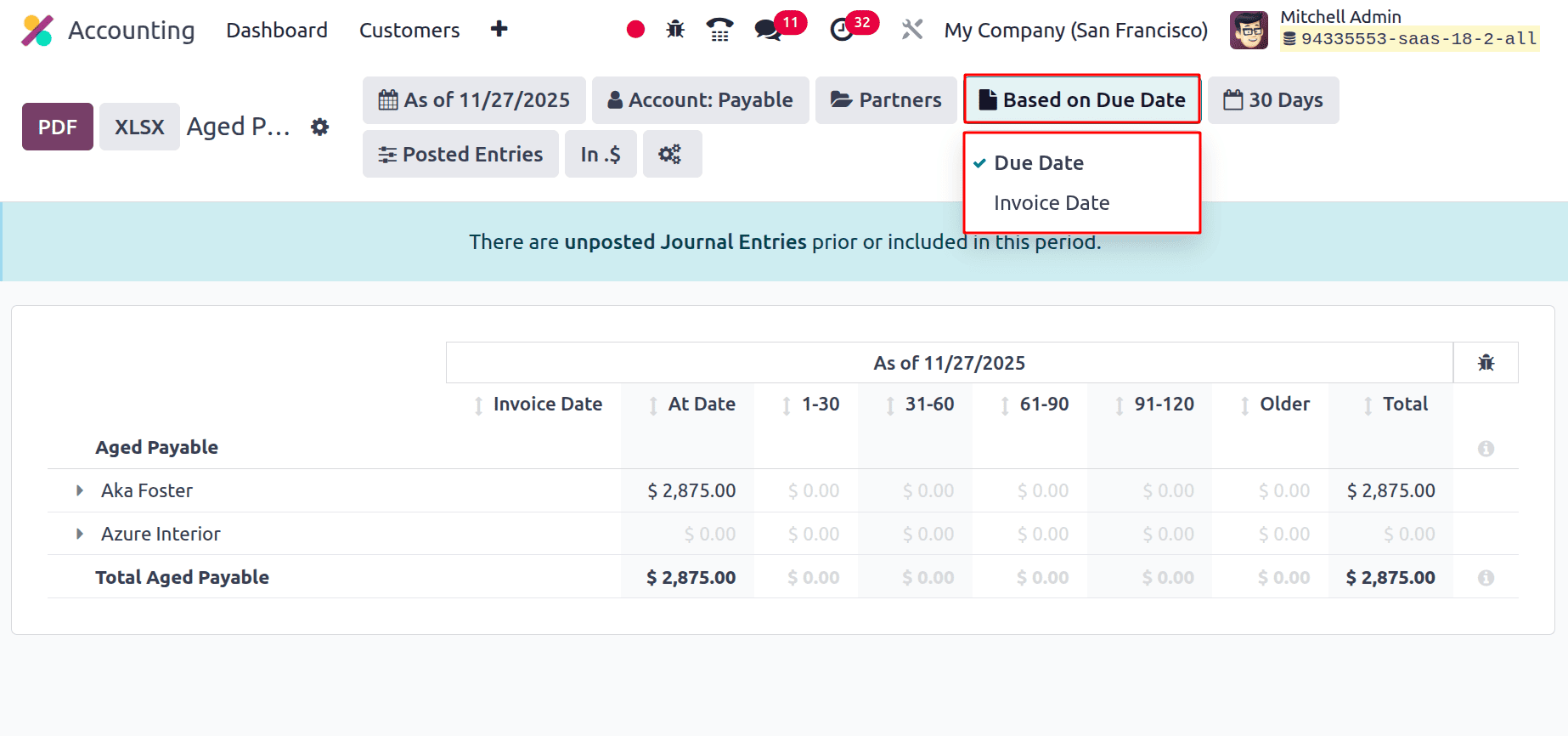 Overview of Aged Payable Insights in Odoo 19 Accounting-cybrosys