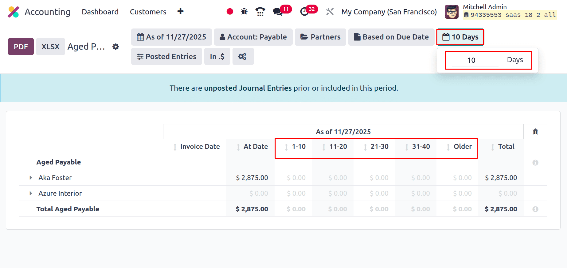 Overview of Aged Payable Insights in Odoo 19 Accounting-cybrosys