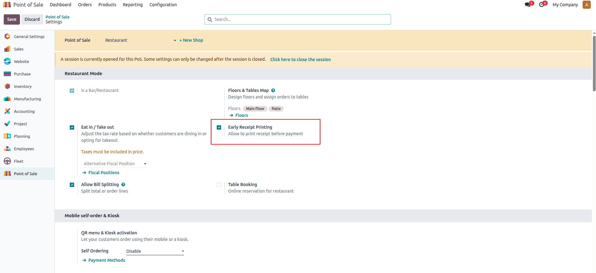 Overview of Bar or Restaurant Configuration in Odoo 18 Point of Sales-cybrosys