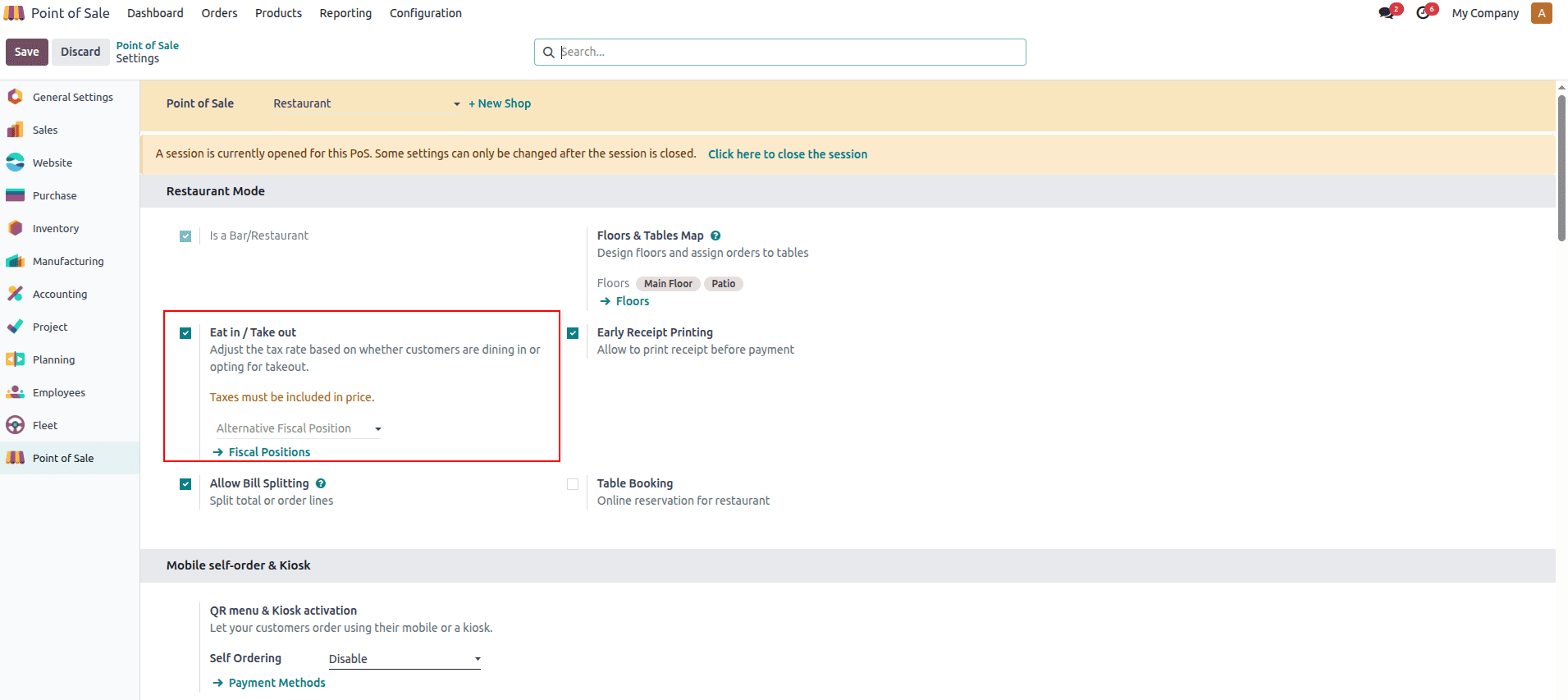 Overview of Bar or Restaurant Configuration in Odoo 18 Point of Sales-cybrosys