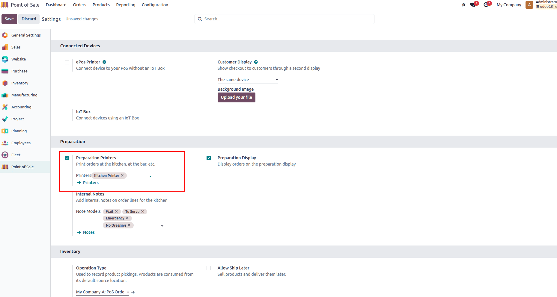 Overview of Bar or Restaurant Configuration in Odoo 18 Point of Sales-cybrosys