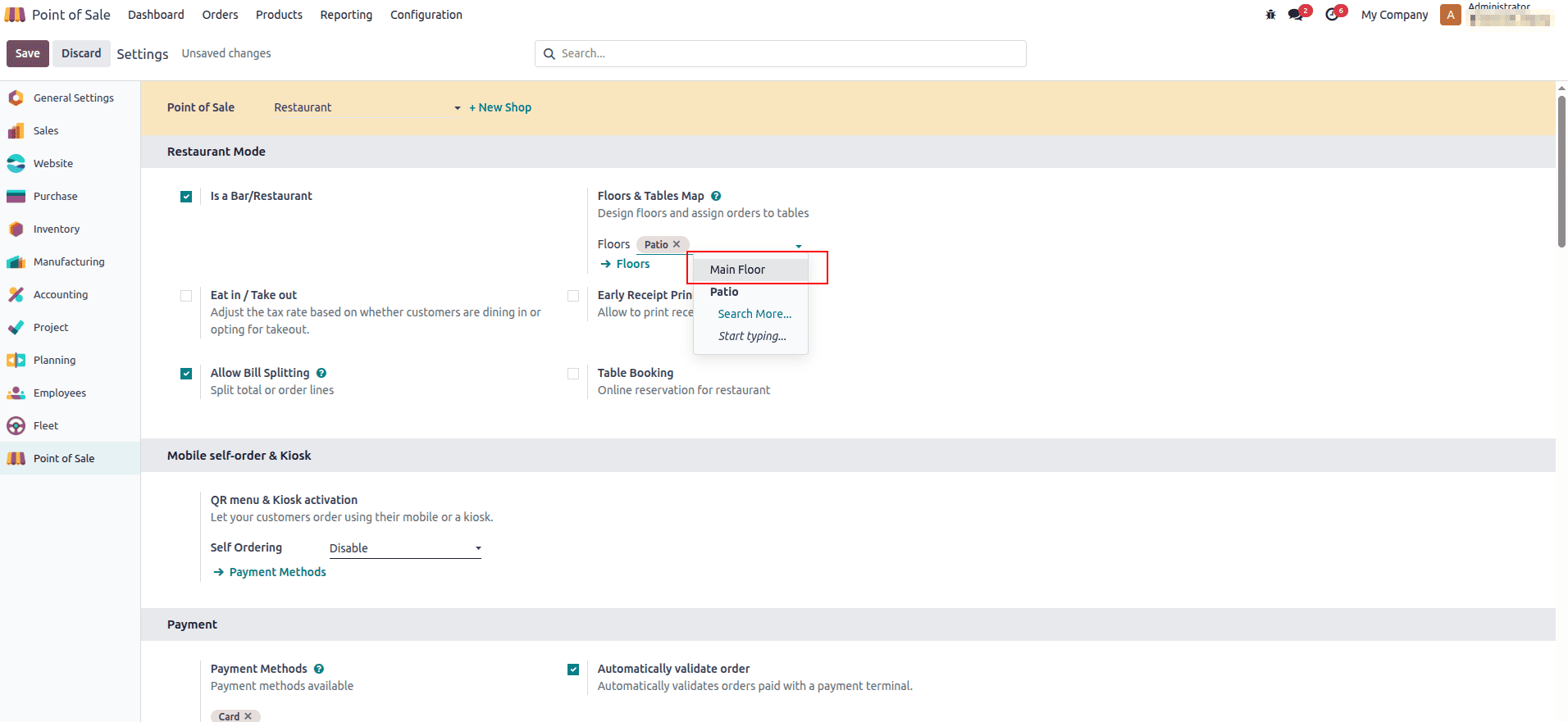 Overview of Bar or Restaurant Configuration in Odoo 18 Point of Sales-cybrosys