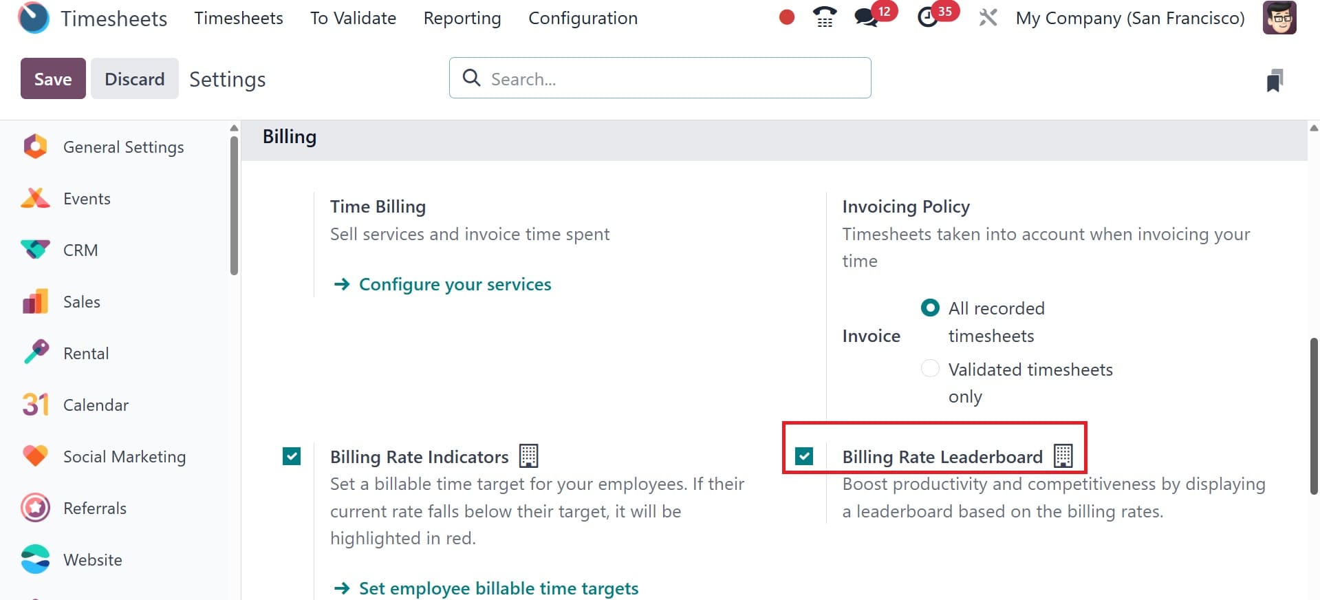 Overview of Billing Rate Target and Leaderboard in Odoo 18 Timesheet-cybrosys