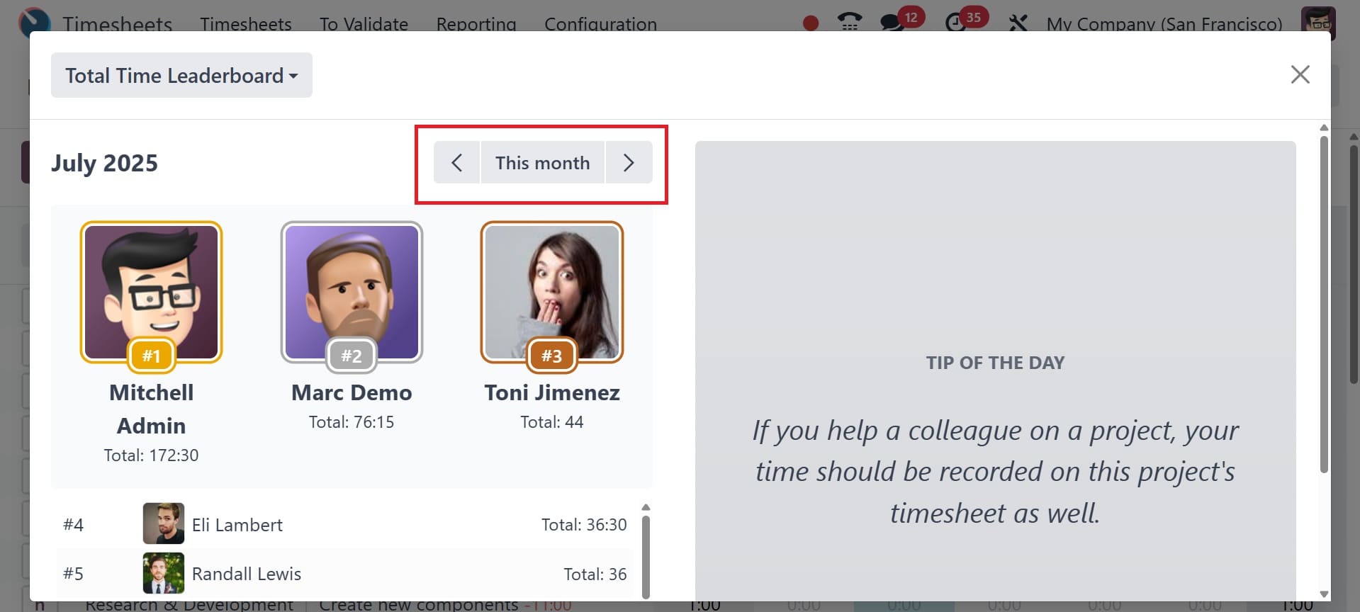 Overview of Billing Rate Target and Leaderboard in Odoo 18 Timesheet-cybrosys