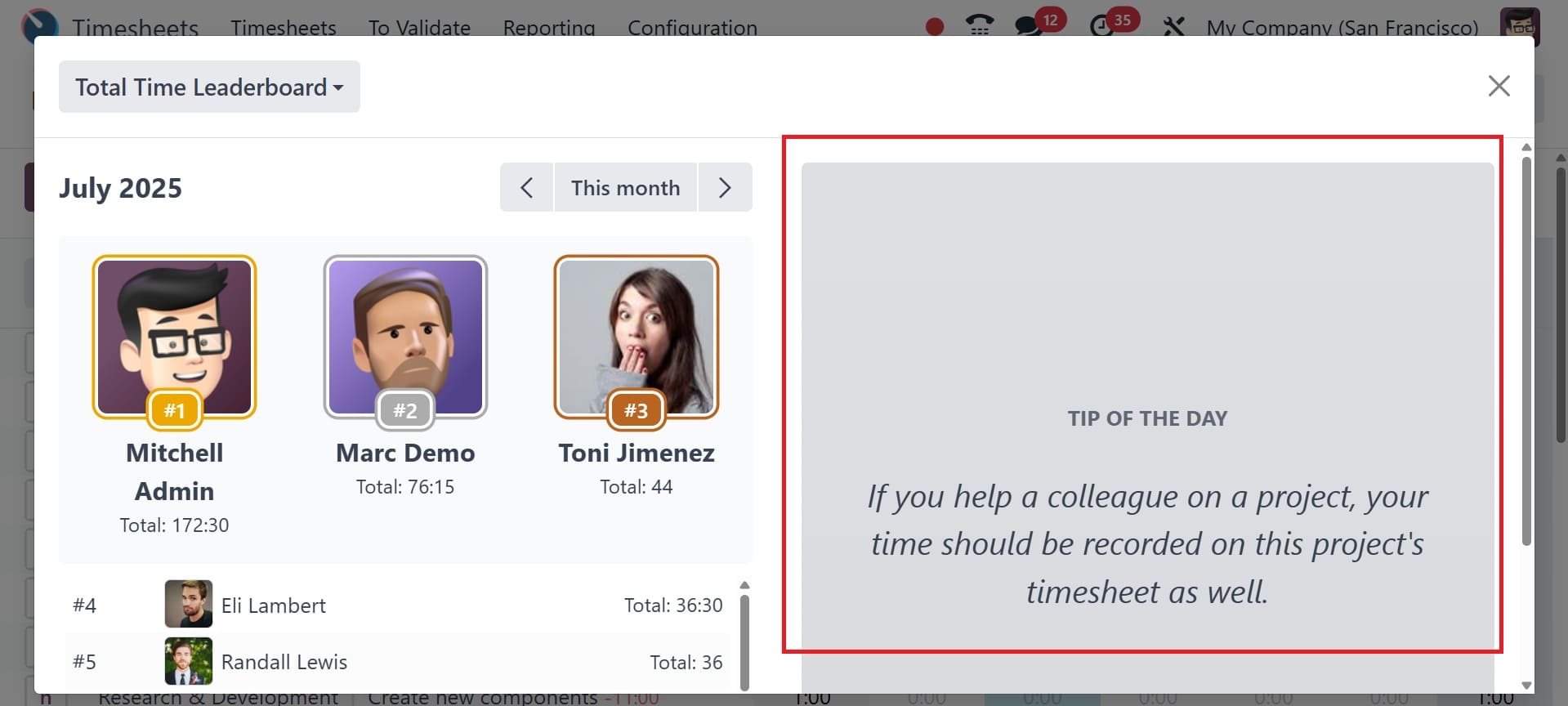 Overview of Billing Rate Target and Leaderboard in Odoo 18 Timesheet-cybrosys