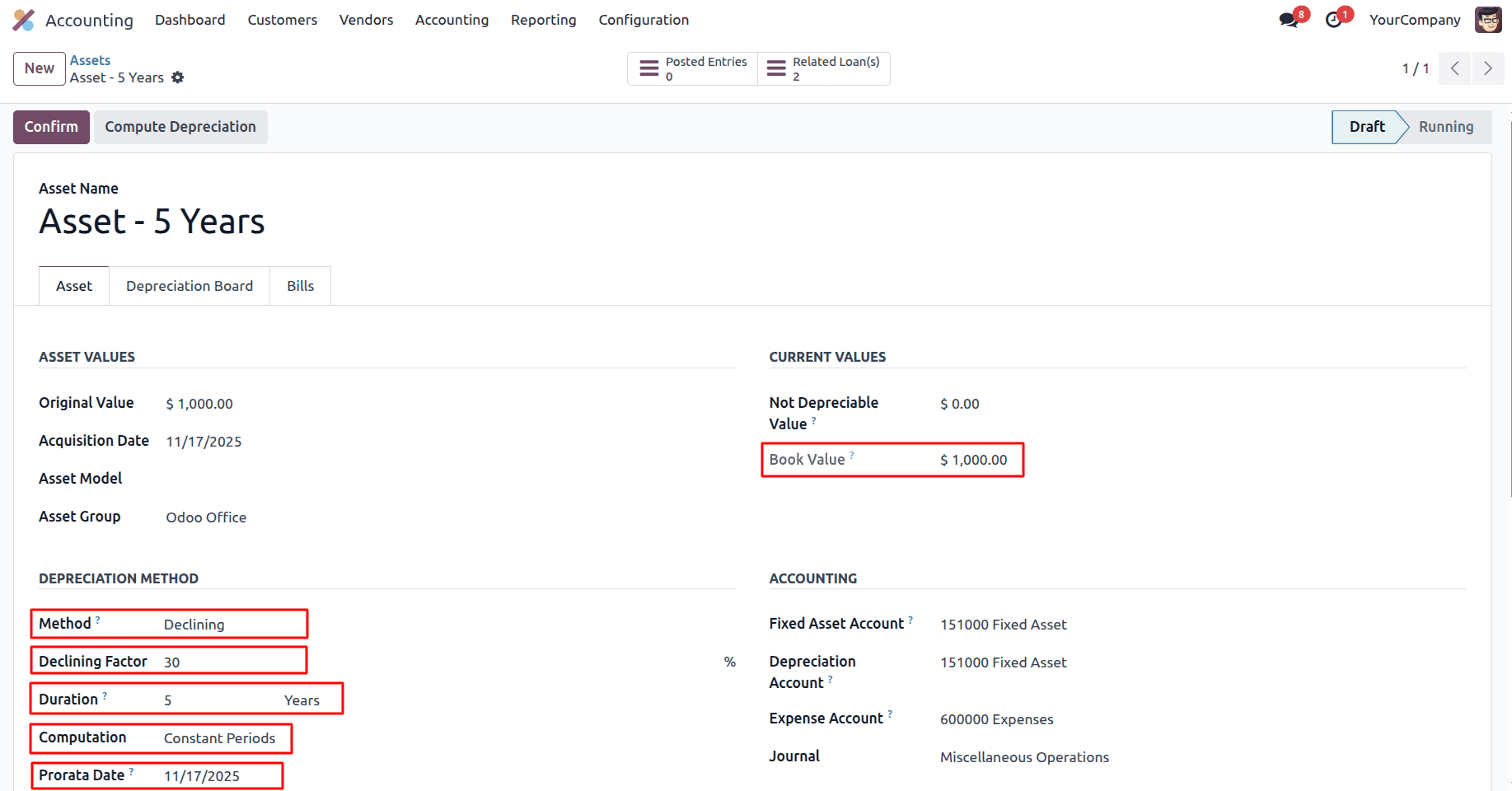Overview of Calculations Based on Asset Depreciation Method in Odoo 18-cybrosys