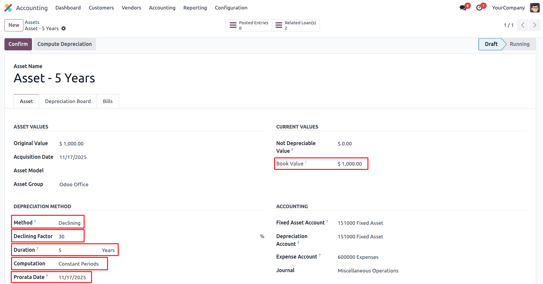 Overview of Calculations Based on Asset Depreciation Method in Odoo 18-cybrosys