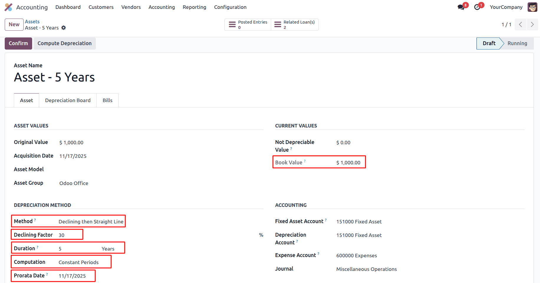 Overview of Calculations Based on Asset Depreciation Method in Odoo 18-cybrosys