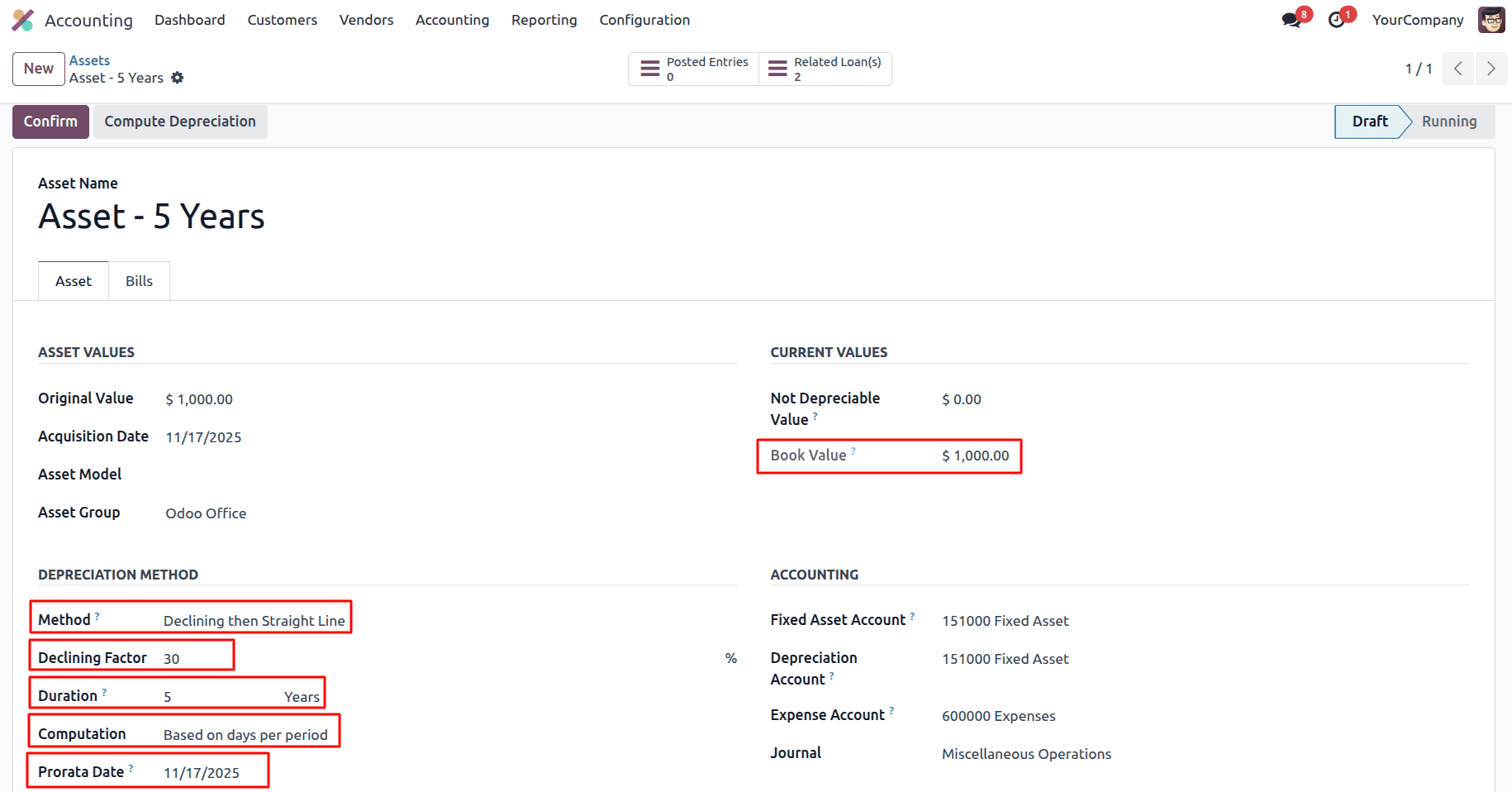 Overview of Calculations Based on Asset Depreciation Method in Odoo 18-cybrosys