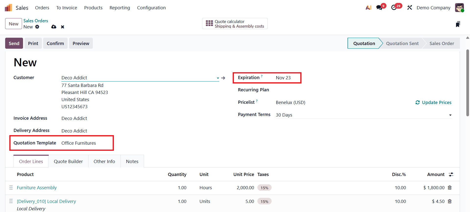 Overview of Controlling Quotation Validity Periods in Odoo 19-cybrosys
