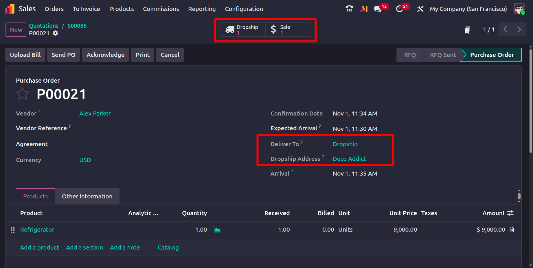 Overview of Dropshipping Operations in Odoo 19 Purchase-cybrosys