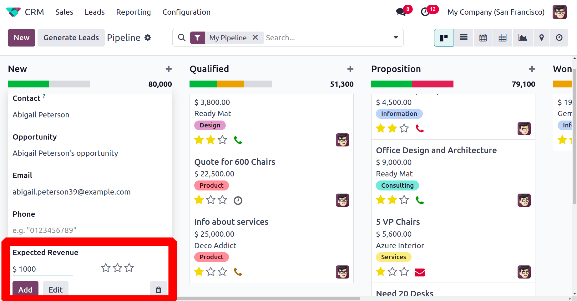 Overview of Expected & Recurring Revenue of an Opportunity in Odoo 18-cybrosys