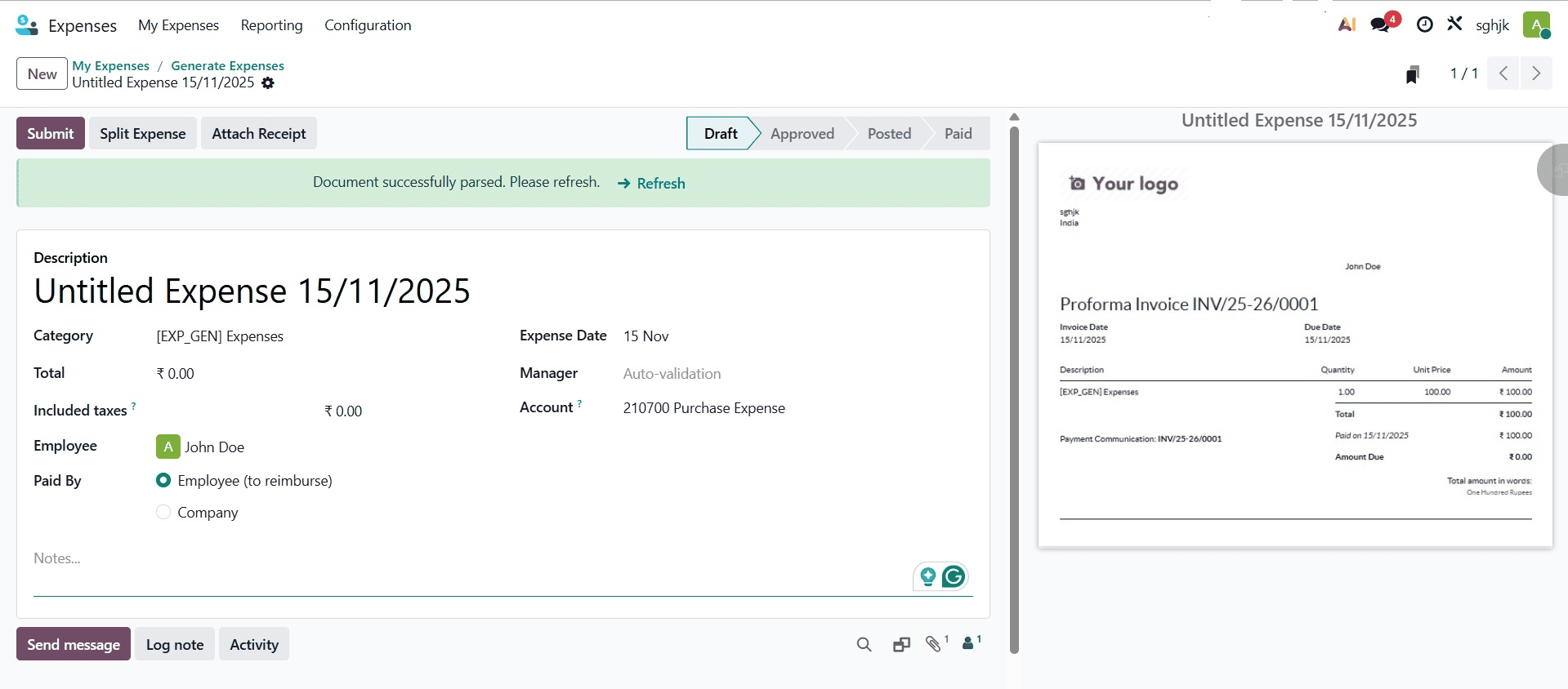 Overview of Expense Digitization in Odoo 18 Expense-cybrosys