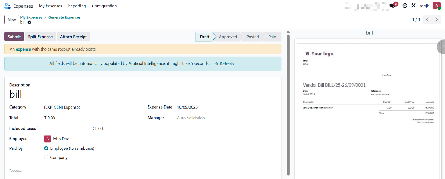 Overview of Expense Digitization in Odoo 18 Expense-cybrosys