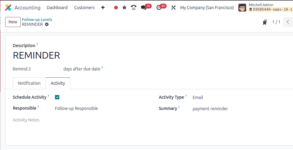 Overview of Follow-up Levels and Follow-up in Odoo 18-cybrosys