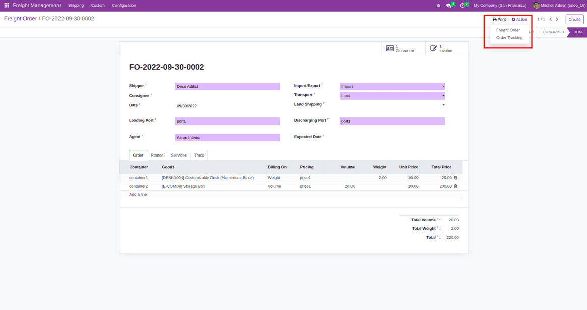 Overview of Freight Management in odoo 16 - App-cybrosys