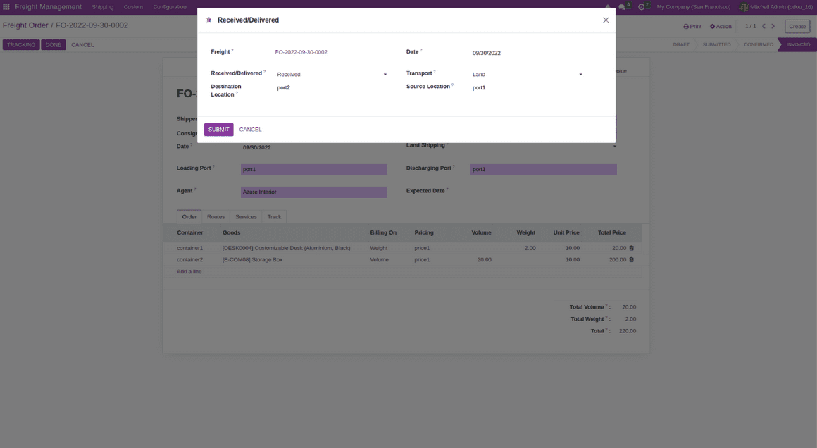 Overview of Freight Management in odoo 16 - App-cybrosys