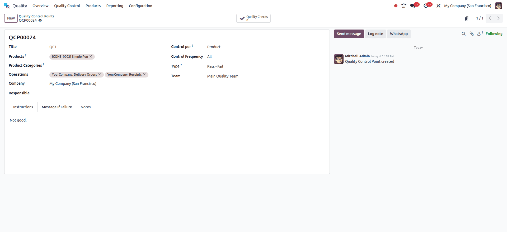 Overview of Implementing Quality Control in Odoo 18 Transfer Operations-cybrosys