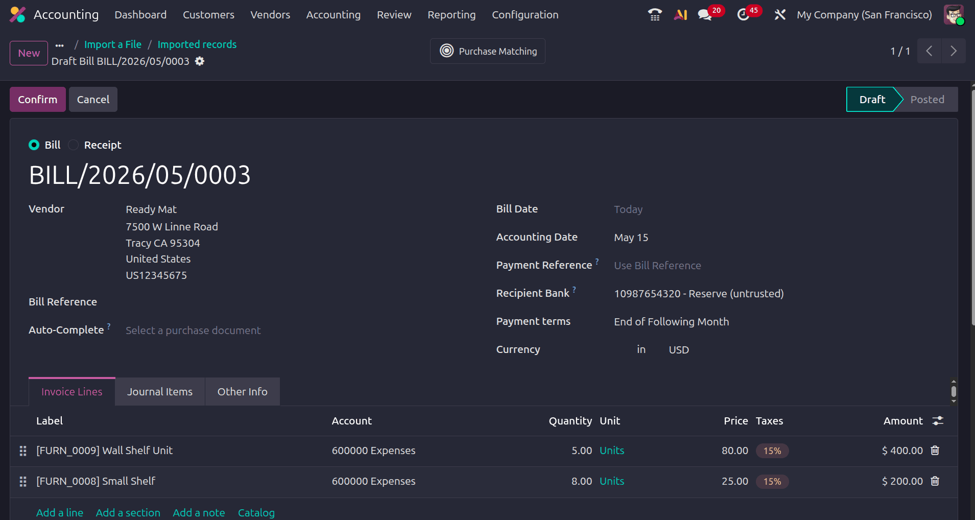 Overview of Importing Vendor Bill in Odoo 19-cybrosys